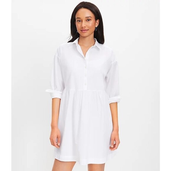 LOFT Dresses & Skirts - Ann Taylor Petite Poplin Swing Shirtdress XSP